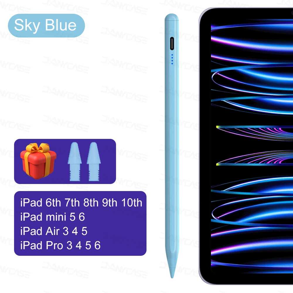 ל-iPad Pencil 2025 M3 עט סטיילוס ל-Air 6 M2 Pro M4 M5 עם דחיסת כף יד ל-iPad Pro 11 12.9 13 7/8/9/10/11th mini5 6 7 ﻿