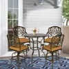 5-Piece Patio Swivel Bar Set, All-Weather Cast Aluminum Outdoor High Bar Stool Bistro Set for Backyard Garden with 4 Cu 1