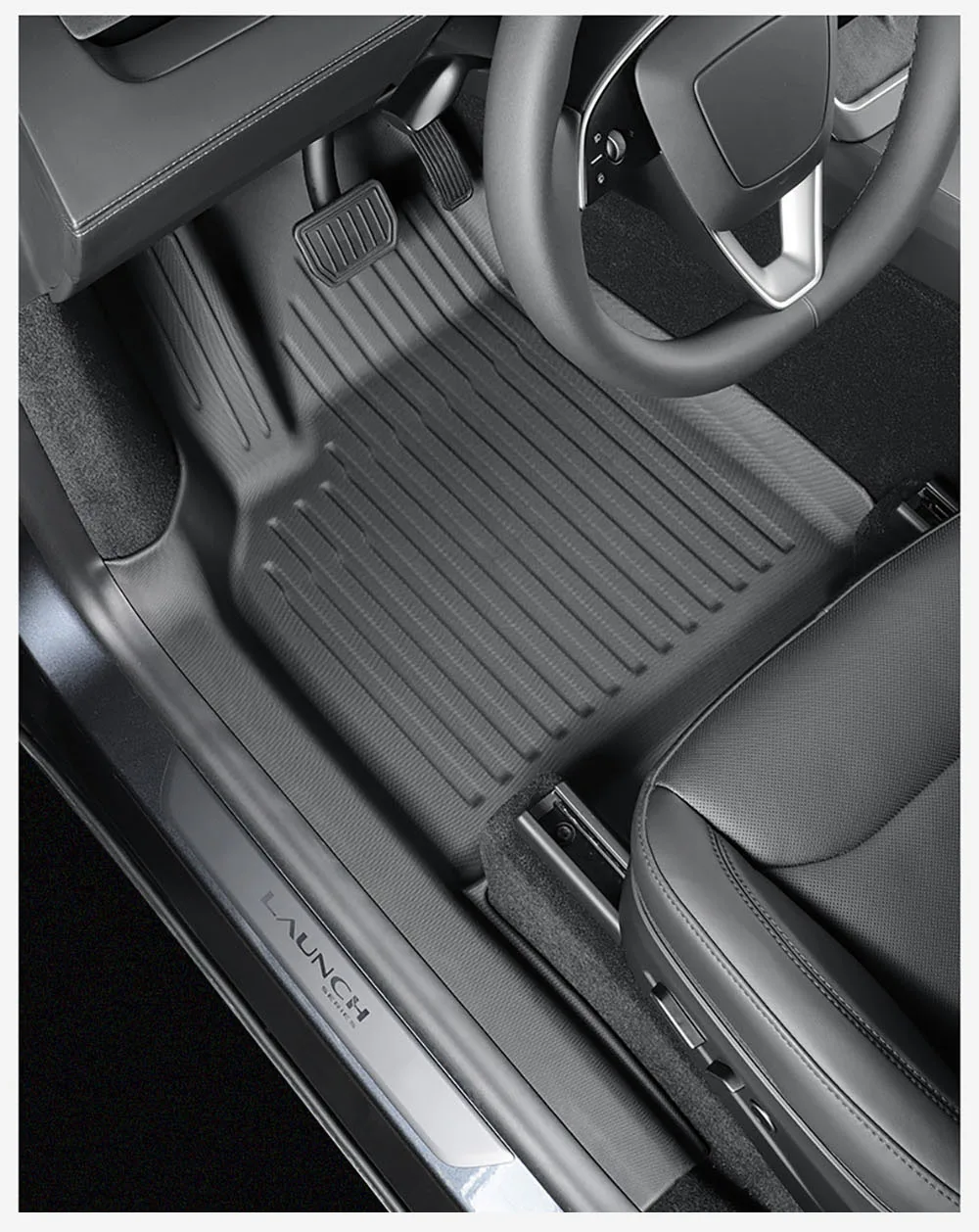 Floor Mat with Door Sill Strip For 2025 Tesla Model Y Juniper Launch All Weather TPE Trunk Cargo Liner Boot Mat Backrest Pad