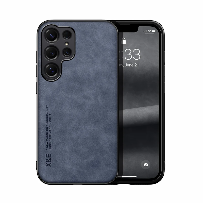 Suede Sheepskin Leather Magnetic Phone Case Cover