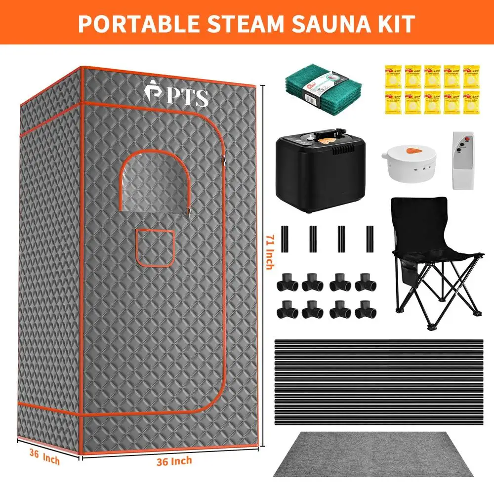 Portable Home Spa Sauna Box Thicken Cotton Tent 3L Steam Generator 71'' x 36'' x 36'' Full Indoor Sauna Room Two Waterproof 6