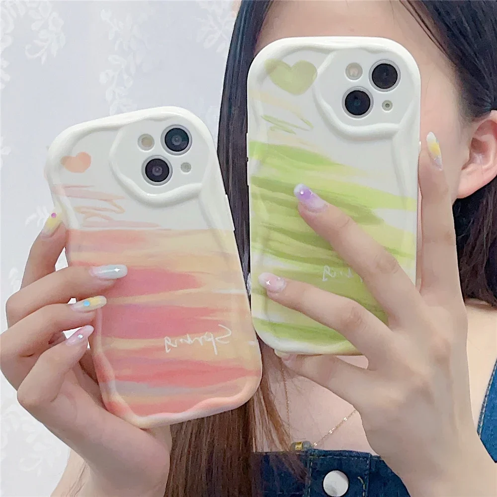 Adorable Cartoon Graffiti Curly Wave Edge Soft Case Cover