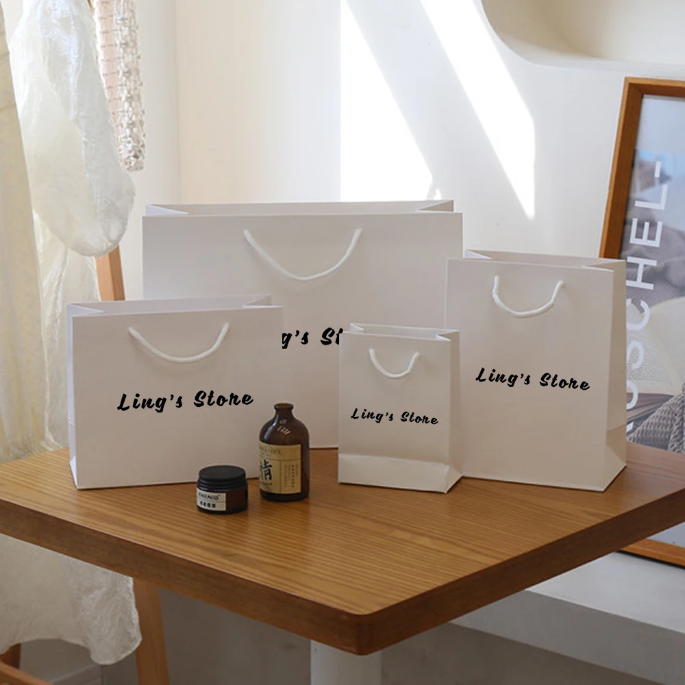 Individuelle Logo Weiße Schmuck-Geschenktasche Papier-Einkaufstasche Kleine Tragetasche für Boutiquen Stoff Kosmetik Parfüm Öl Beutel Großhandel – Detail 3