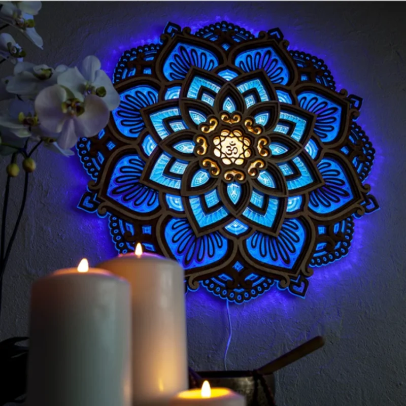 

Yoga Room Creative Mandala Atmosphere Small Night Light Home Decoration Wood Atmosphere Light