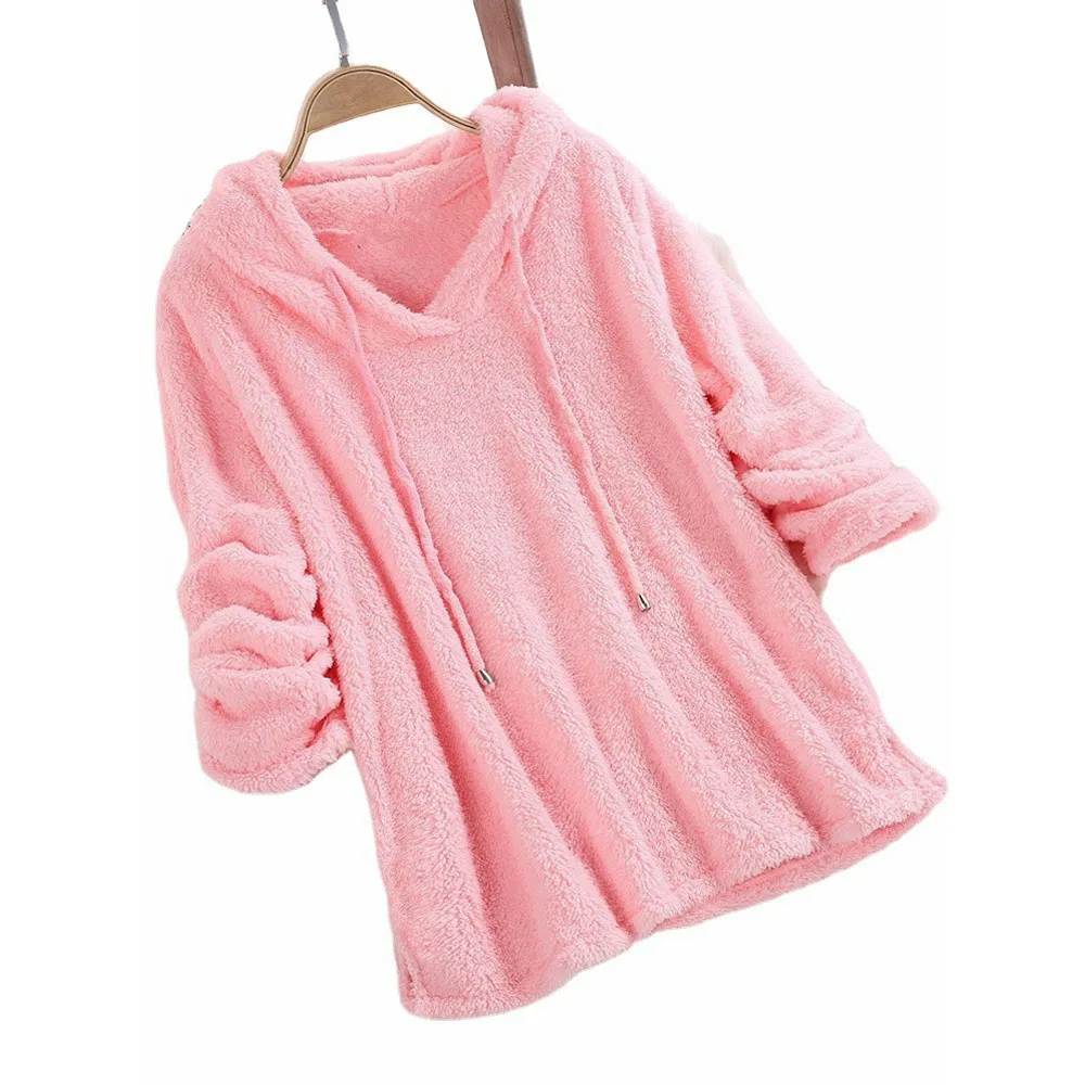 Women's Sweatshirt Pajamas Long-sleeved Hooded Plush Double-sided Fleece