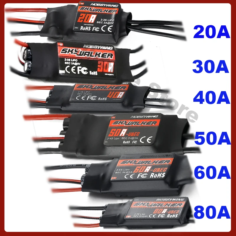 

Контроллер скорости Hobbywing Skywalker 20A 30A 40A 50A 60A 80A ESC с UBEC для квадрокоптера RC FPV вертолета