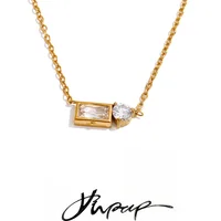 Yhpup – collier avec pendentif rectangulaire en zircone cubique scintillante pour femmes, mode coréenne Chic, bijoux cadeau 1
