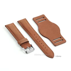Vintage Genuine Leather Watch Strap - Premium Cowhide Wrist Band Replacement - 22mm (Brown)