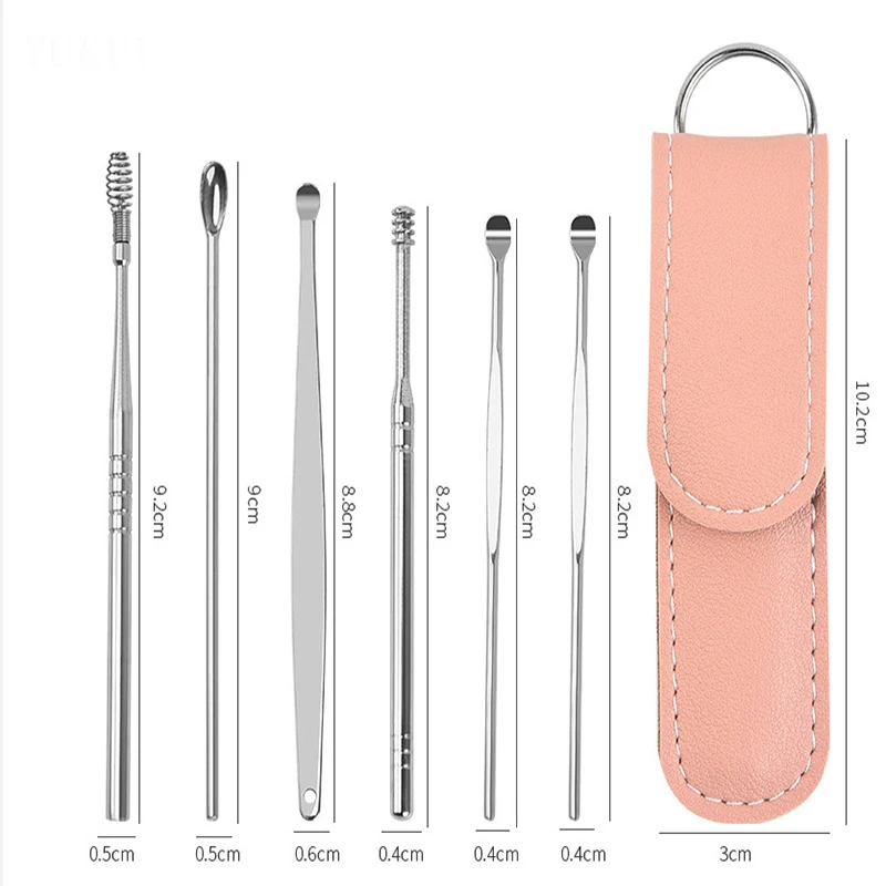 Ear Cleaning Tool Stainless Steel Ear Pick Kit &1Pc Storage Bag Earwax Remover Tool Best Sellers In Beauty & Health