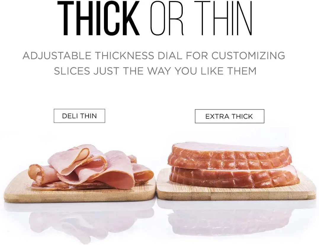 Electric Deli Slicer With Adjustable Slices, Stainless Steel Blades, Safe Feet - For Ham, Cheese, Bread, Fruit & Veggies 3