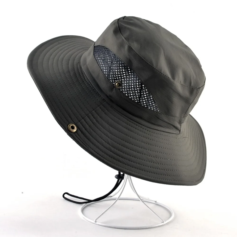 Solid color Sun Hats for Men Outdoor Fishing cap Wide Brim Anti-UV beach caps women Bucket hat Summer Hiking camping