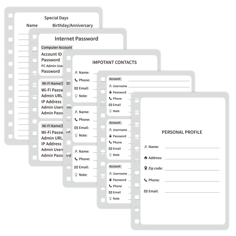 65 sheets Floral A6 Password Keeper Book with Alphabetical Stickers for Internet Website Address Login Secure Password Organizer 6