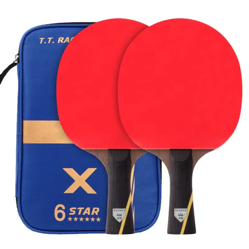 

Ракетка для настольного тенниса, ракетка для пинг-понга, 5-слойная антиударная ракетка для пинг-понга, двусторонние Прыщи В 6 звезд, ракетка для настольного тенниса