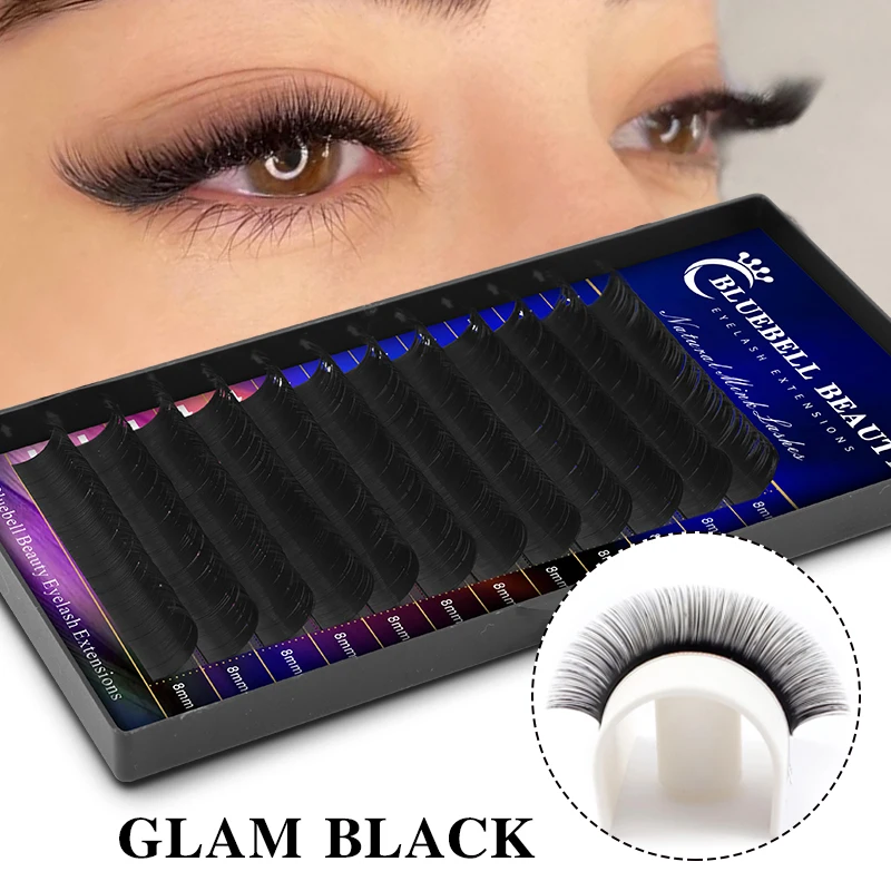 Bluebell Beauty 12 Rows Faux Mink Eyelashes Individual Eyelash Lashes Natural Matte Black Eyelash Extension Korea Silk Eyelashes