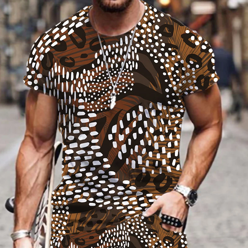 

2022 New Men's Leopard T-Shirt Luxury High-end Short Sleeve 3D Printing T-Shirt Fashion Casual Top