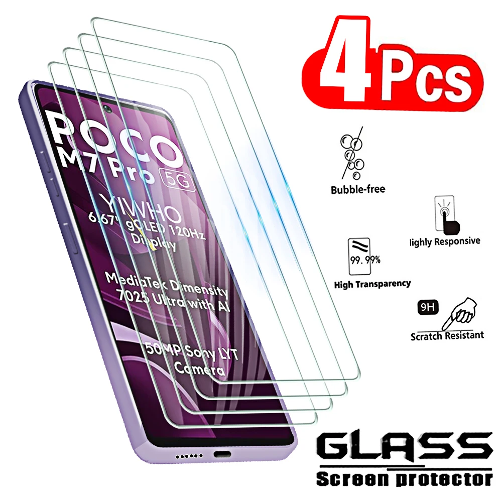 Premium Tempered Glass Screen Protectors - 4 Pack, Full Coverage Film