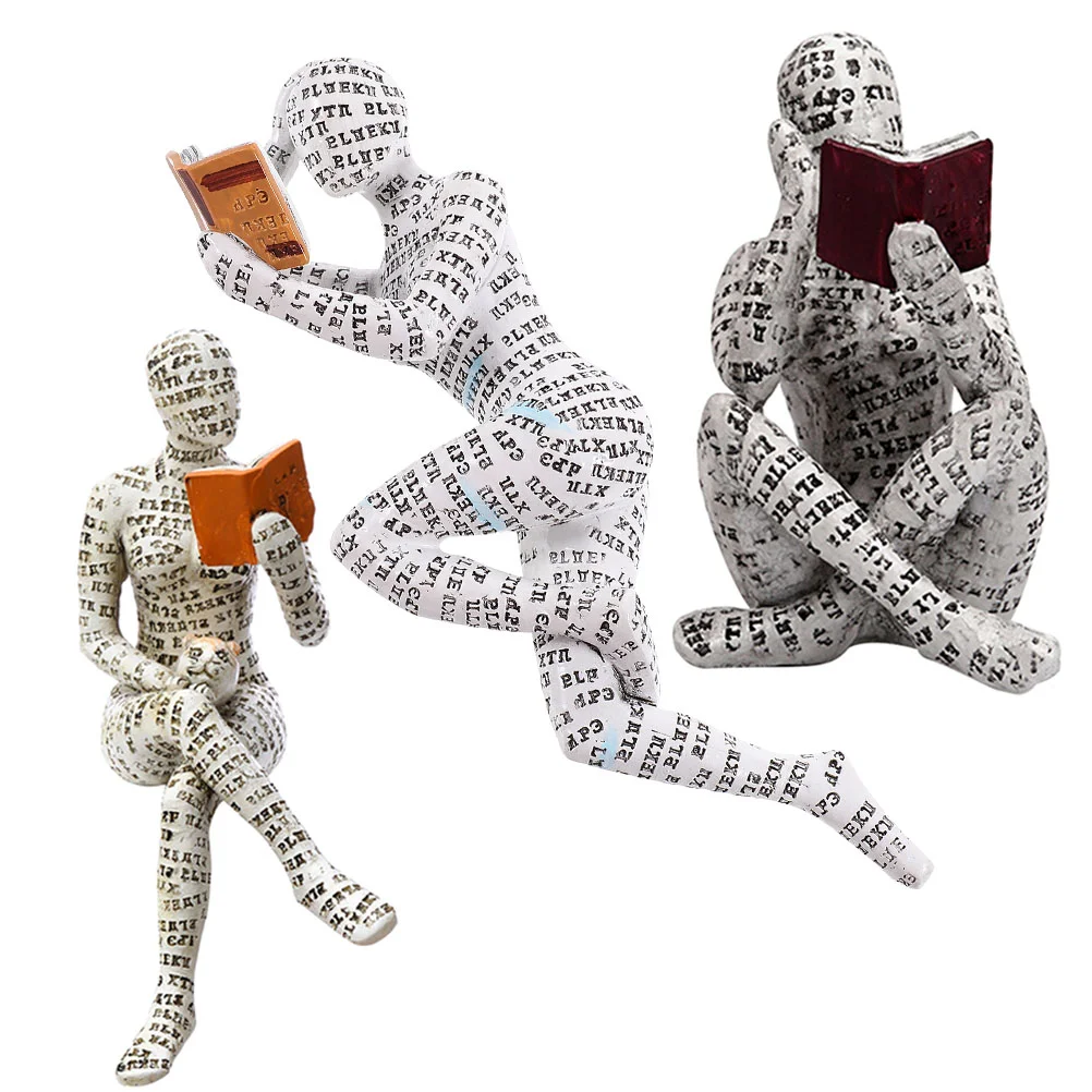 

3 Pcs Reading Woman Ornaments Women Statue Reading Women Figurines Book Shelves Girl Resin Figurine