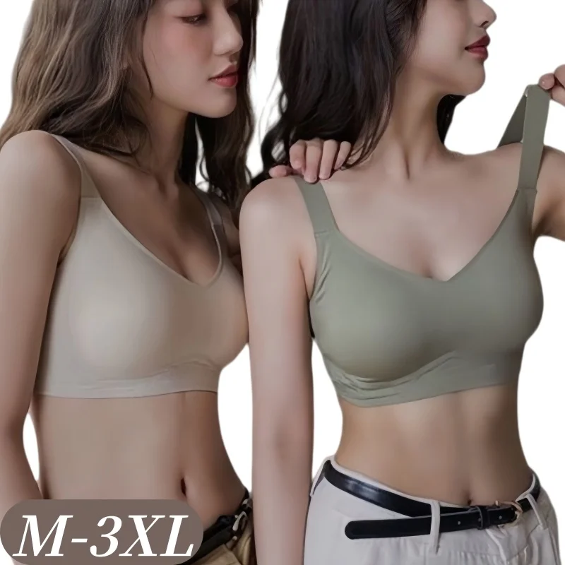 Women's Seamless Push-Up Sport Bra - Soft, Wireless, Padded Lingerie with Wide Shoulder Straps
