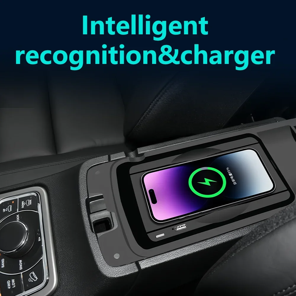 Wireless Car Charger Qi 15W Fast Charging Pad for Jeep Grand