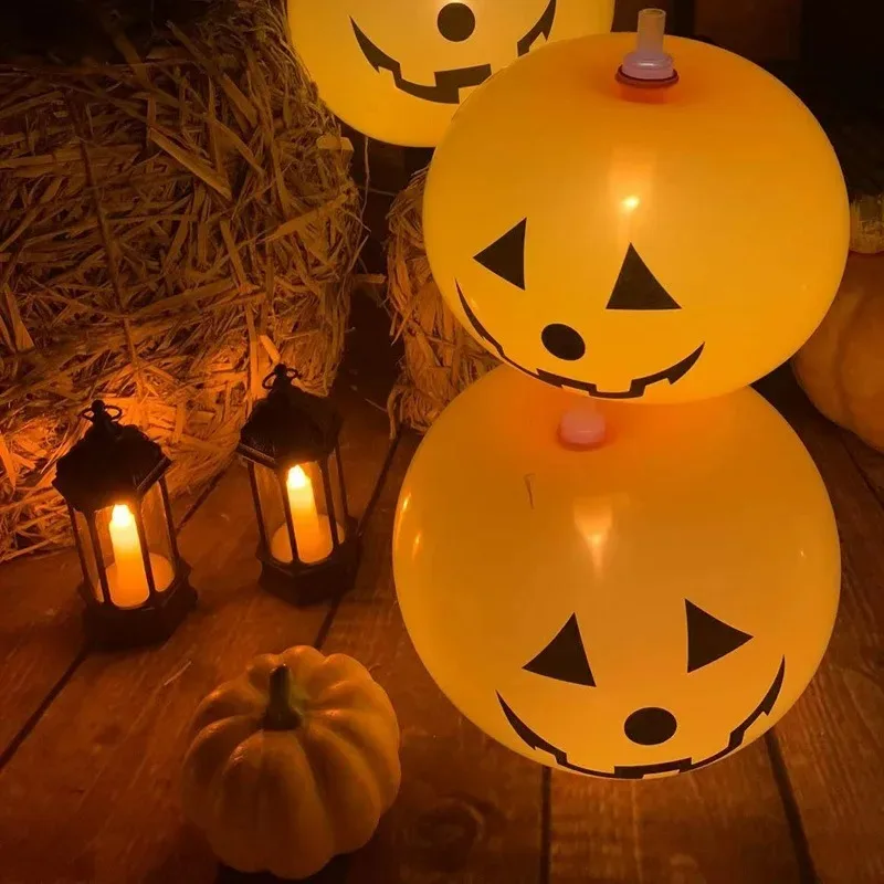 Description Picture 6 of item1/10PCS Halloween Glowing Latex Balloons 10inch Pumpkin LED Lights Trick Or Treat Kids Gifts Halloween Party Decoration Supplies