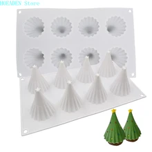 

8 Cavity Christmas Tree Shaped Silicone Cake Mold Cookies 3D Baking Tools