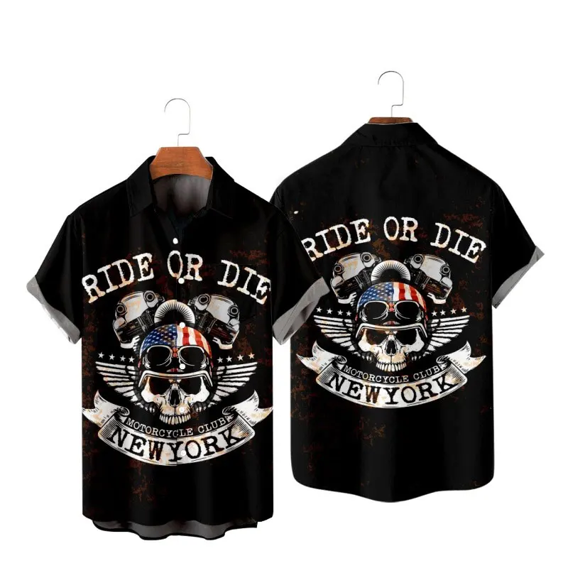 

Men's Fashion Y2K Hombre T-Shirts Hawaiian Shirt Skull 3D Print Cozy Casual Short Sleeve Beach Oversized Men's Women's Clothing