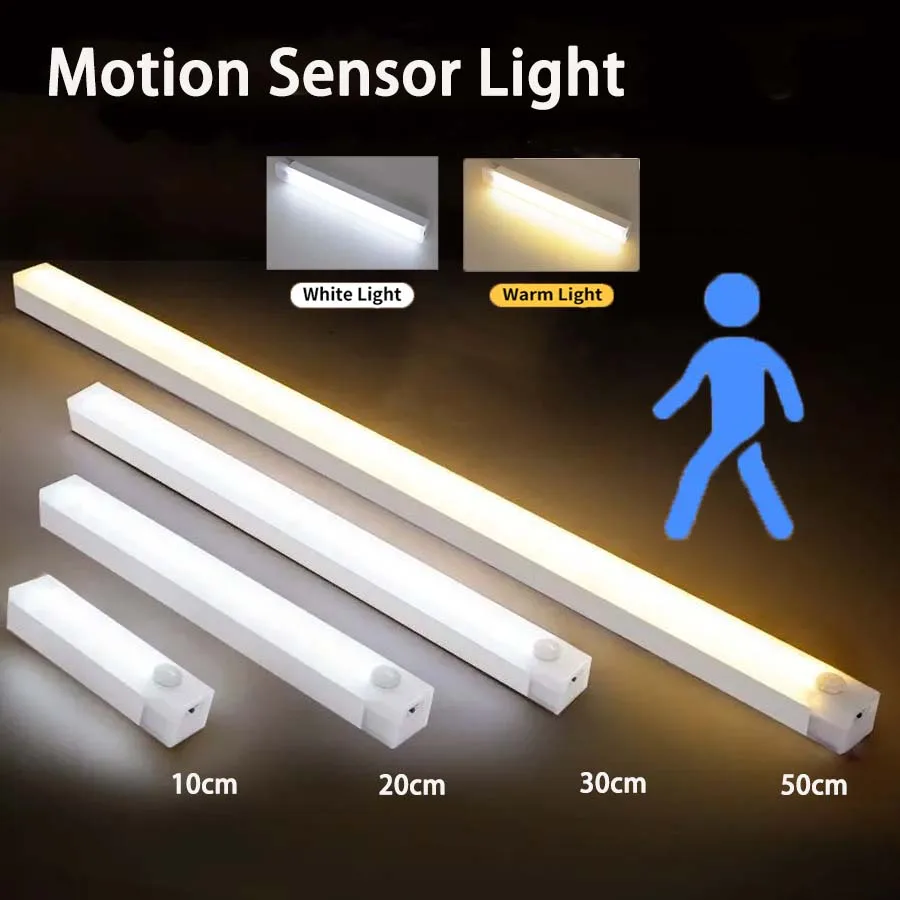 USB Rechargeable Wireless Motion Sensor LED Night Light for Cabinets and Hallways