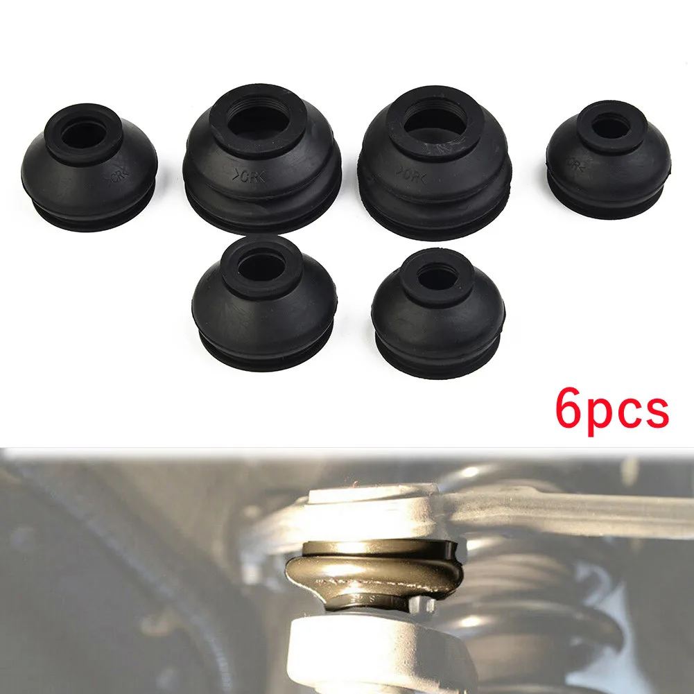 Ball Joint Dust Boot Covers Replacing Rubber Set Car Flexibility High Quality Minimizing Wear Part Tie Rod End 6pcs