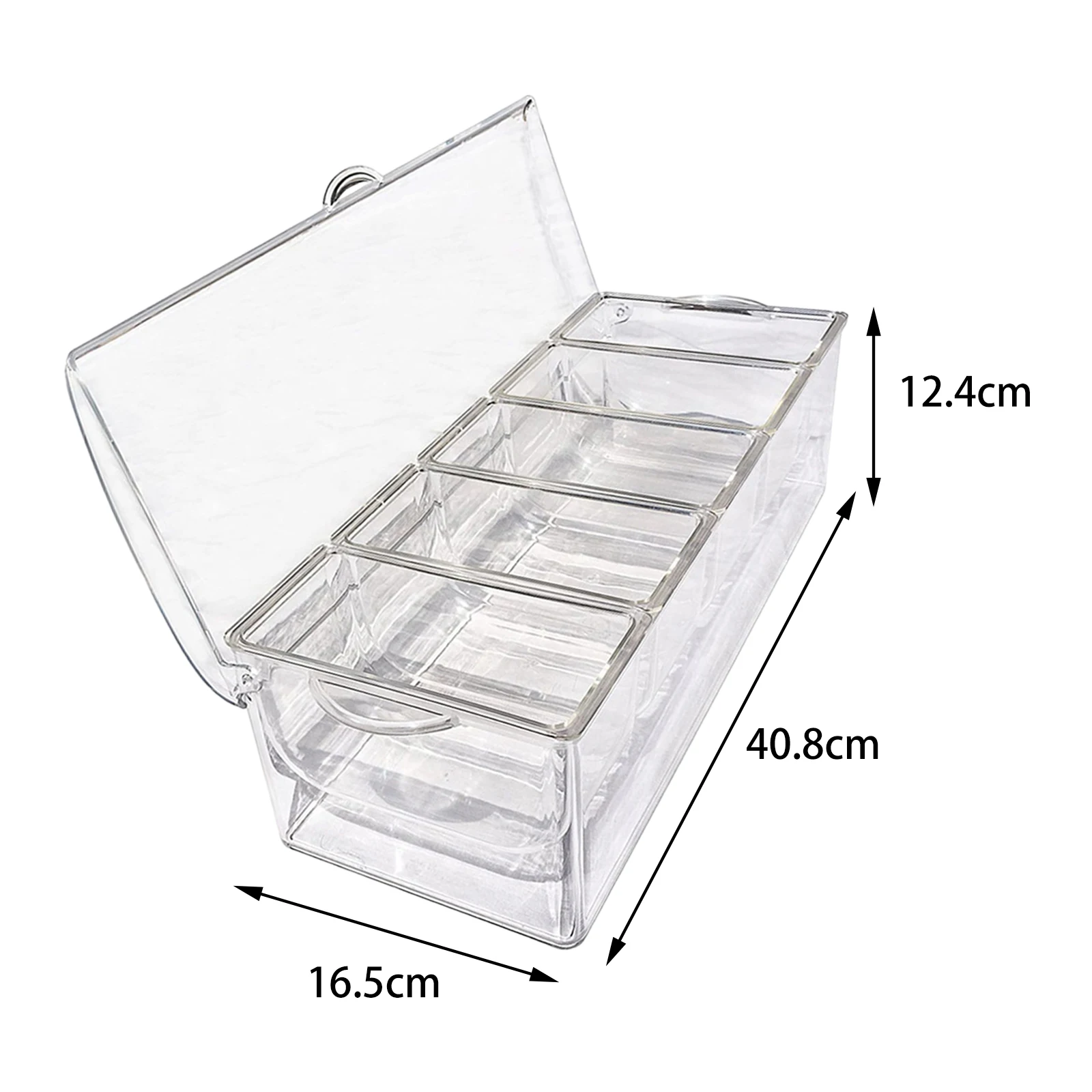Chilled Condiment Server 5 Compartment Acrylic with Lid Clear for Salad Chilled Serving Tray Ice Serving Bowl Clear Salad