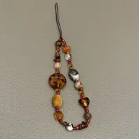 Boho Beaded Phone Charm Handmade Retro Bracelet Strap with Shell and Flower Beads Aesthetic Phone Lanyard for Women 5