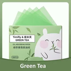Oil Absorbing Face Wipes - 100 Sheets for Anti-Grease Facial Care (Green Tea)