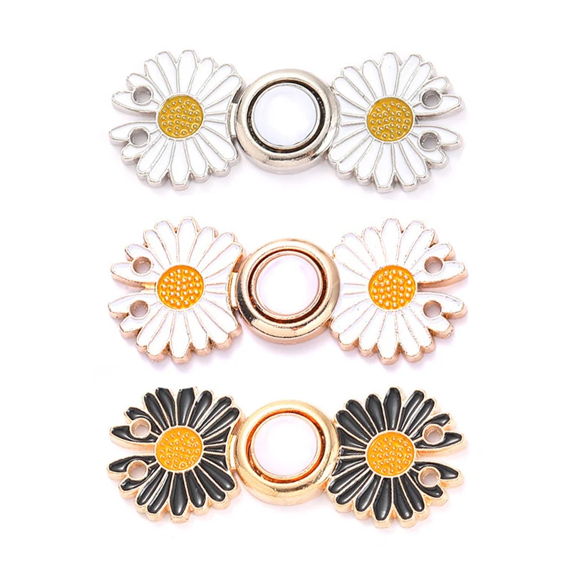 Reusable Metal Flower Buttons Pearl Snap Fastener Pants Pin Retractable Sewing-on Buckles for Jeans Fit Reduce Waist Accessories