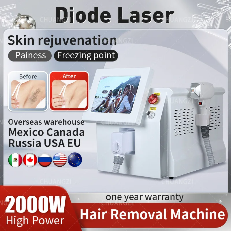 2024 TUV CE Certified Ice Platinum 3 Wavelength 808Nm 755 1064nm Painless Diode Laser for Best Hair Removal Results