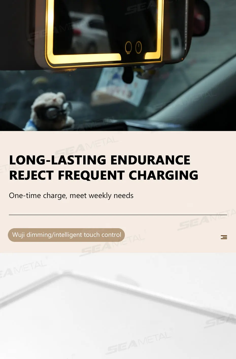 Espejo de maquillaje para automóvil con aumento 3x Espejo de tocador con visera táctil, espejo de maquillaje con carga de luz de relleno conmutable de 3 colores » Espejo de maquillaje para automóvil con aumento