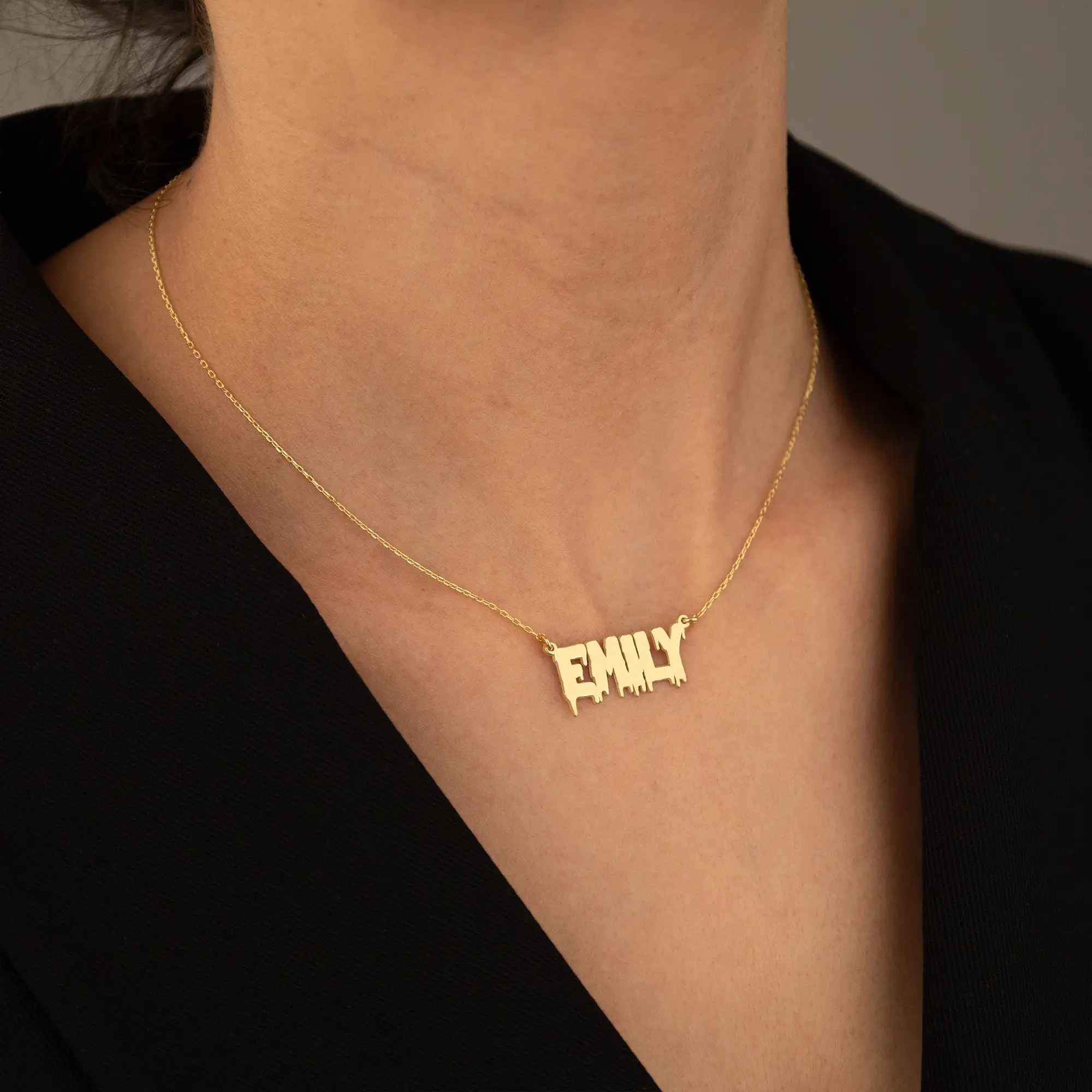 Personalized Melted Font Name Necklace Halloween Custom Name Pendant Monster Necklace Holiday Gifts for Friends