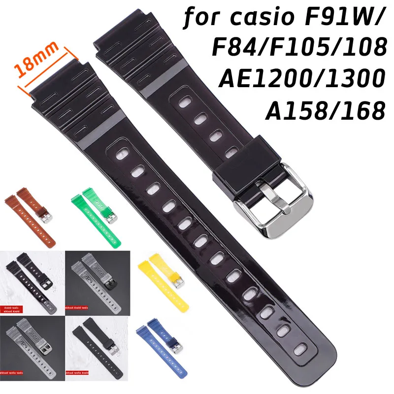 Cinturino Dell'Orologio Di Larghezza 18Mm Per Casio F91W F105 F84 F108 A158 A168 Ae1200 1300 Cinturino Dell'Orologio Cinturino In Tpu Cinturino Di Ric