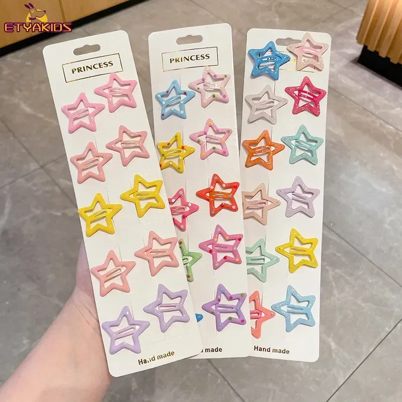 

10pcs Barrettes Candy Color Star BB Hairclips Y2K for Kid Princess Sweet Children Baby Girls Headdress Jewelry Hair Accessories