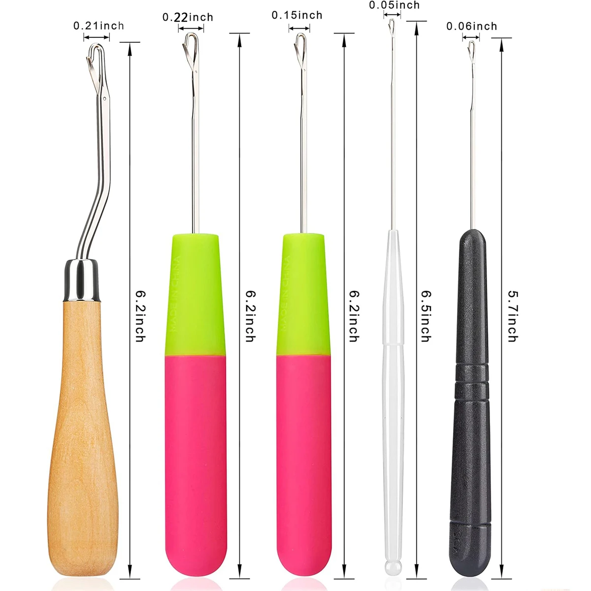 Crochet Hooks Hair Extensions Tool 5Pcs Bent Latch Hook Set Crochet Needle Dreadlocks Tool Knitting Crochet Hooks Hair Extensions Tool for Braiding