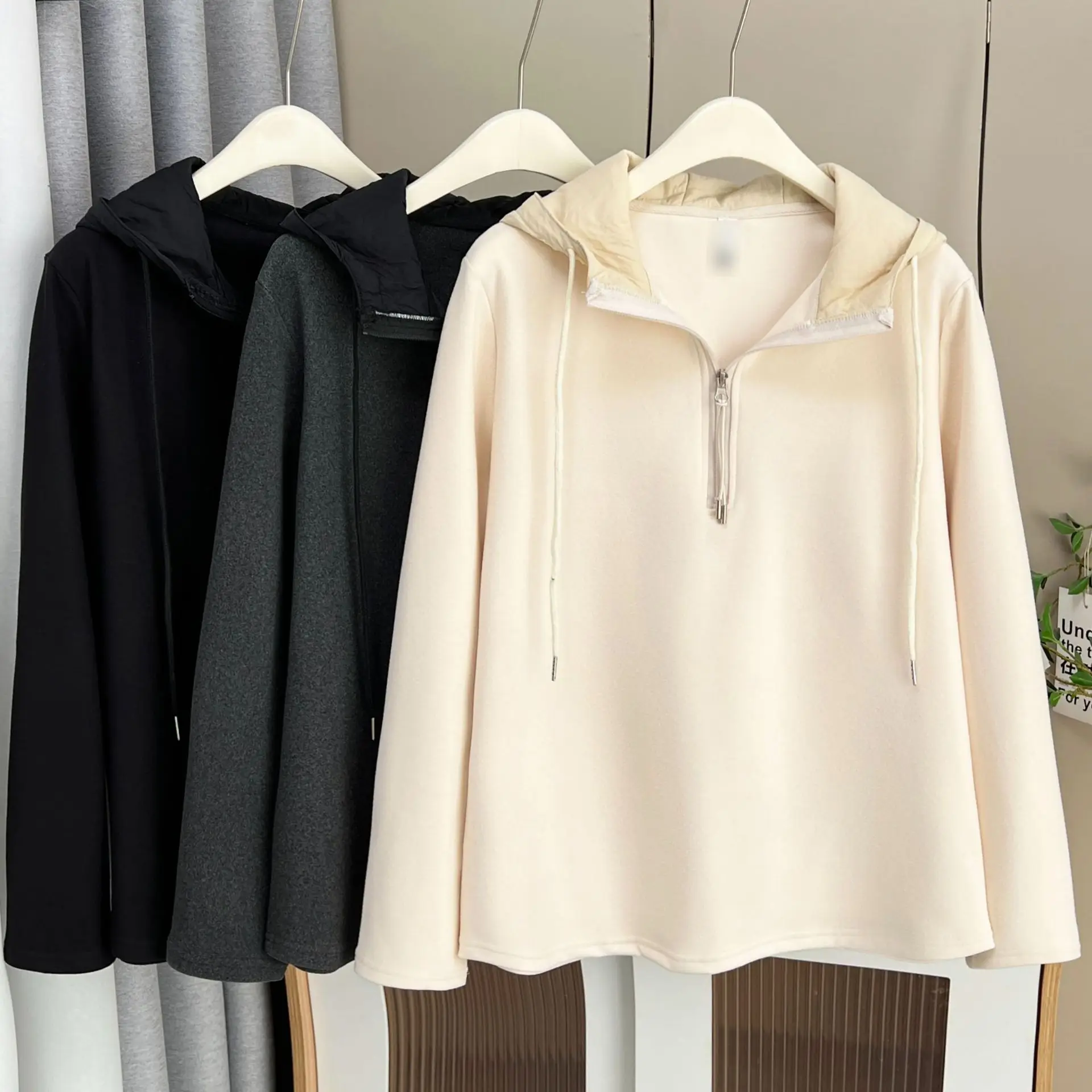 XXXXL Fashion Plus Size Woman Clothing Hoodies 2025 Autumn And Winter New Double Sided Fleece Warm Hooded Tops 9696