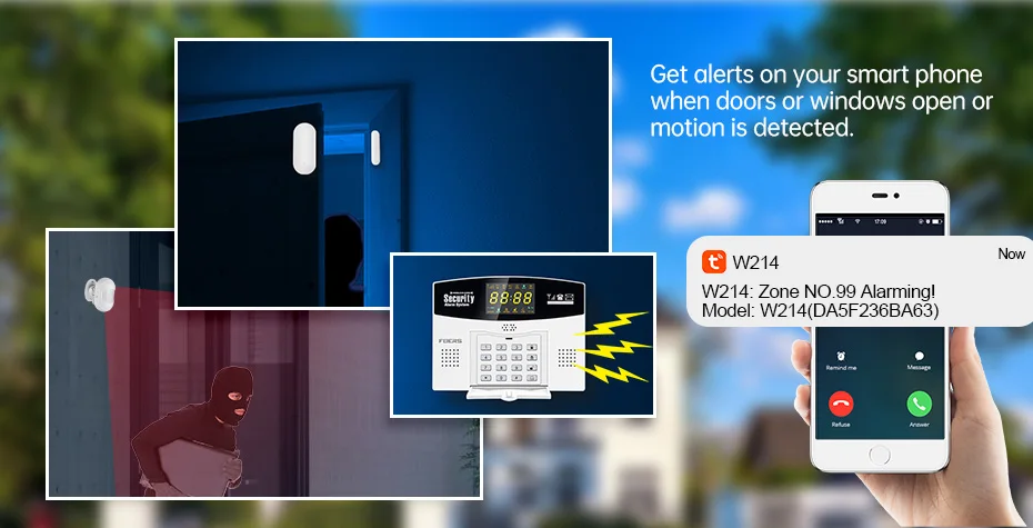 W214 DIY Tuya Smart Alarm System 4G Burglar Alarm Smart Home GSM Alarm System C