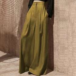 Wide Leg Pants Women Full Length High Waist Baggy Casual Solid Minimalist Pantalones De Mujer Thin Elegant Ropa Vintage Ladies