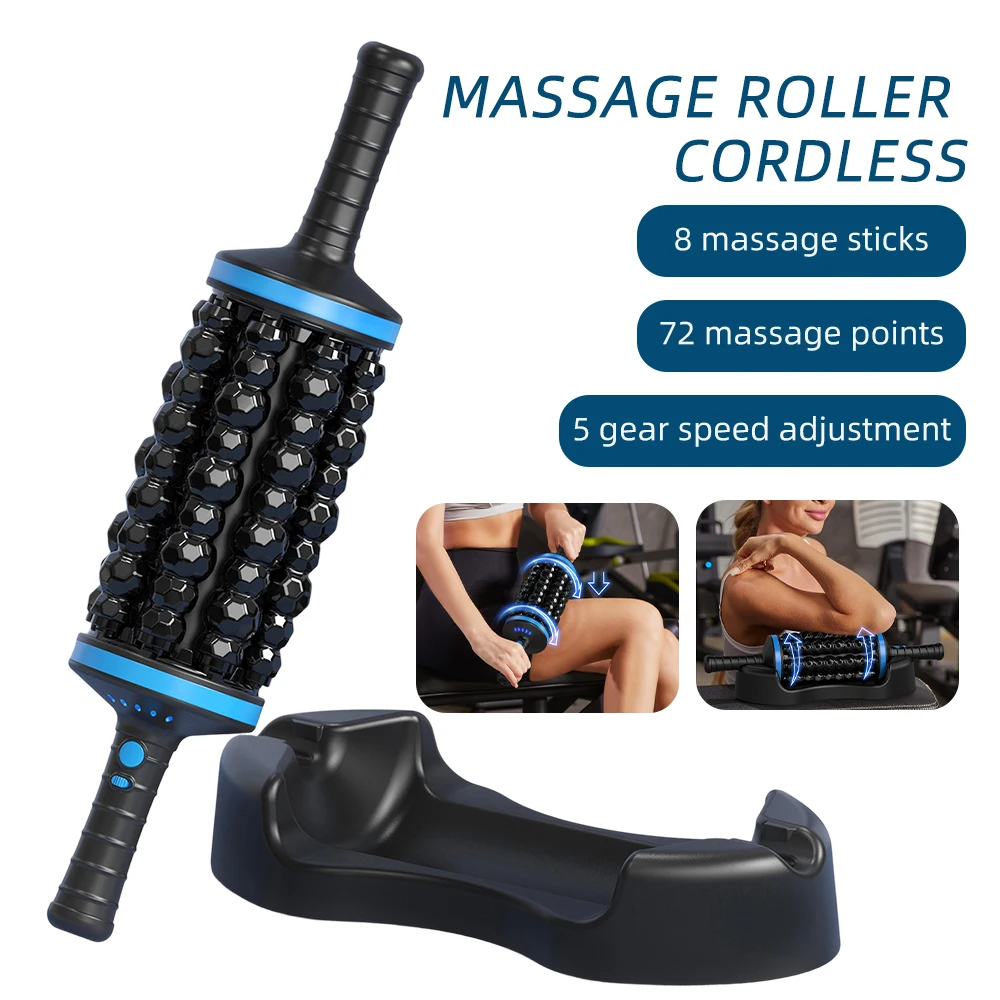 Electric Fascia Massage Roller Muscle Relaxation Roller Massager Fitness Body Rolling Percussive Massager Foot Leg masajeador