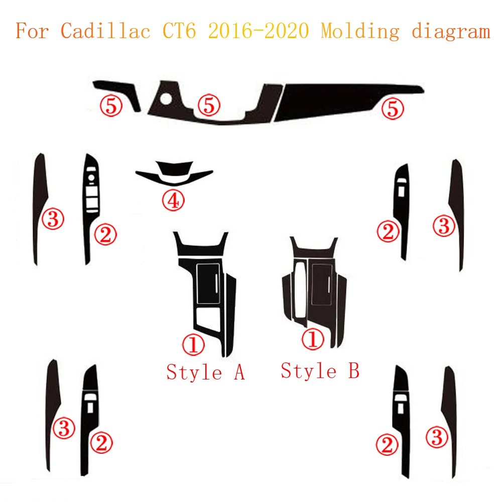 캐딜락 CT6 2016-2020 자동차 스타일링 3D/5D 카본 파이버 자동차 인테리어 센터 콘솔 컬러 몰딩 스티커 데칼 부품