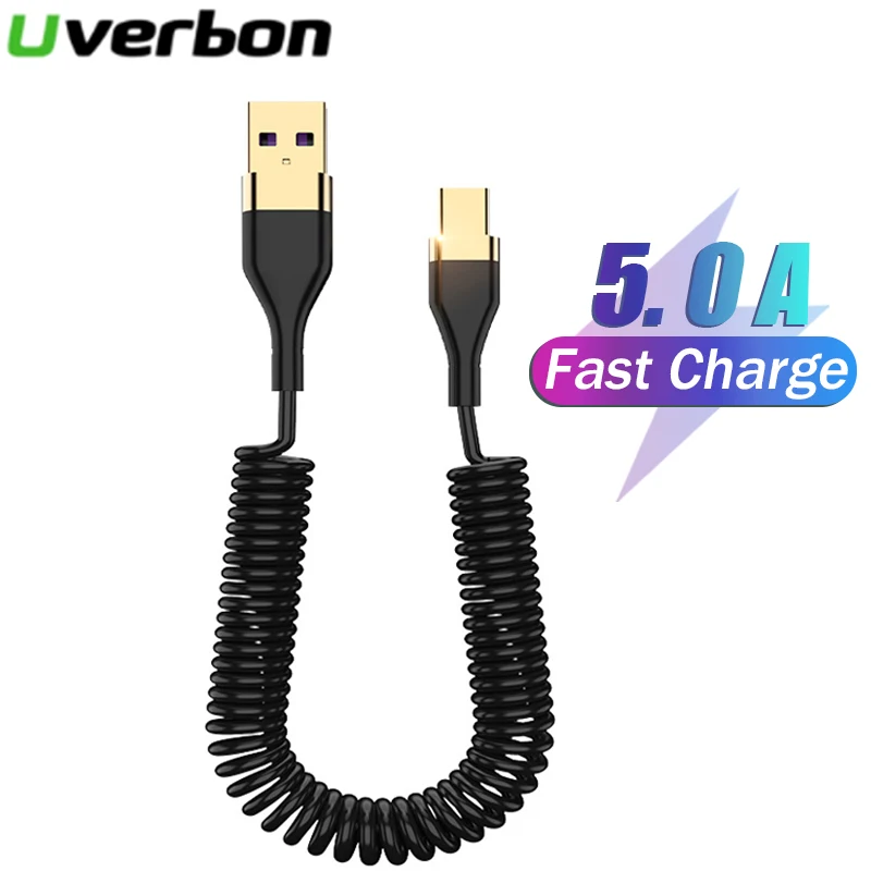 5A пружинный кабель для быстрой зарядки типа C Micro USB провод Xiaomi Huawei P40 OPPO Samsung S20