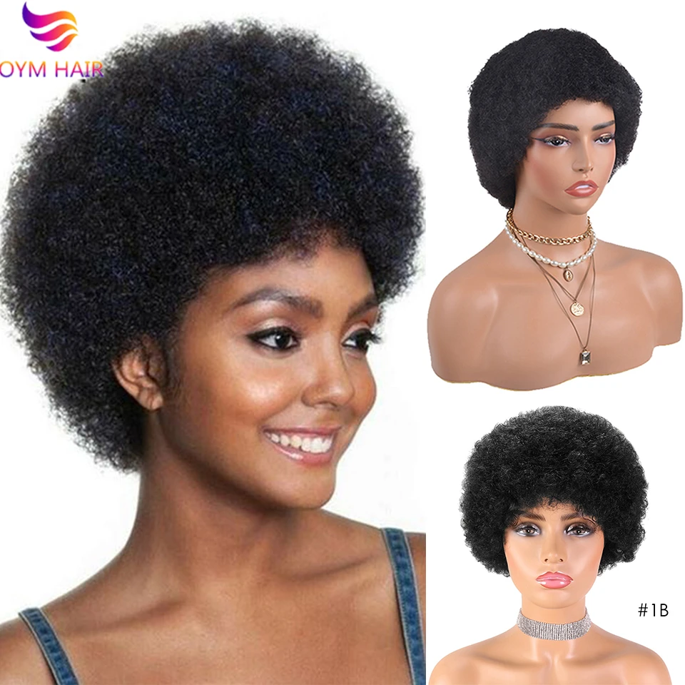 Natural Color Curly Hair Wigs Short Kinky Curly Wigs For Women Human Hair  Wigs On Sale Free Shipping Full Machine Made - Full Machine Wigs -  AliExpress