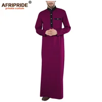 2026 Spring New Men's Jubba Thobe AFRIPRIDE Tailor Made Full Sleeves Single Breasted 100% Cotton Jubba Thobe for Men A1914001