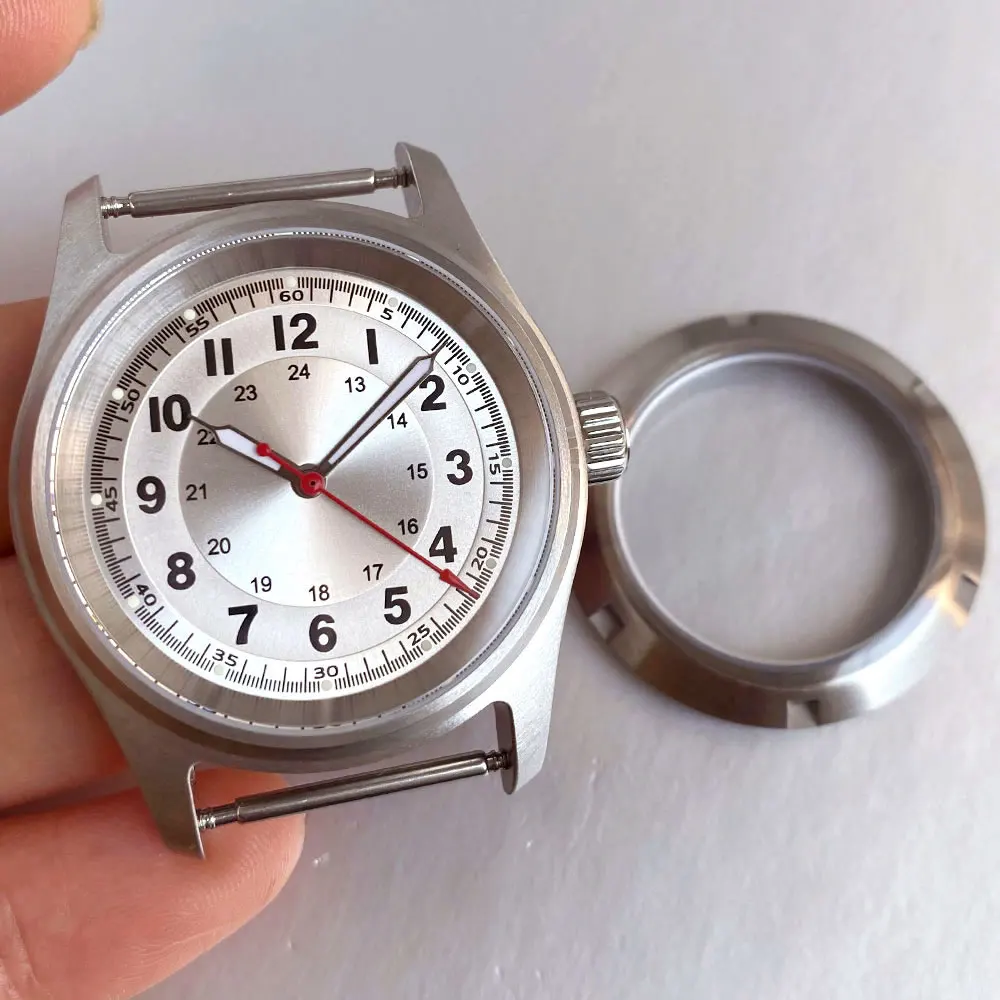 Pilot Titanium/Stainless Steel Watch Case with Sapphire Glass and Luminous Sunburst Dial, 36mm, 20ATM