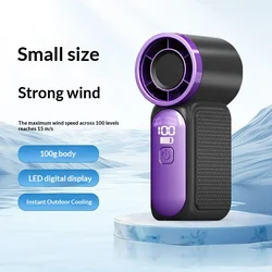 Compact and Stylish Mini Handheld Fan for Travel and Outdoor Use with Display Screen (Purple)