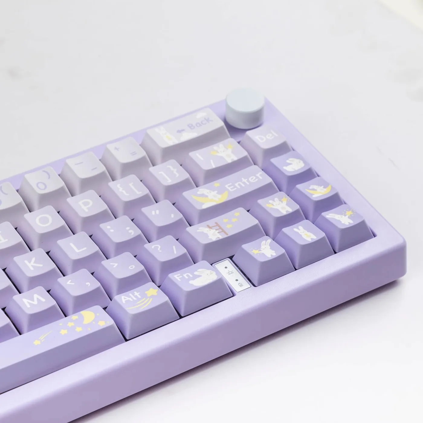 Pbt Dye Sublimation Key Caps para Niz Vgn 138 Chaves Grupo Estrela Picking Coelho Keycaps Gradiente Roxo 61 64 68 Perfil Cherry - Imagem 4