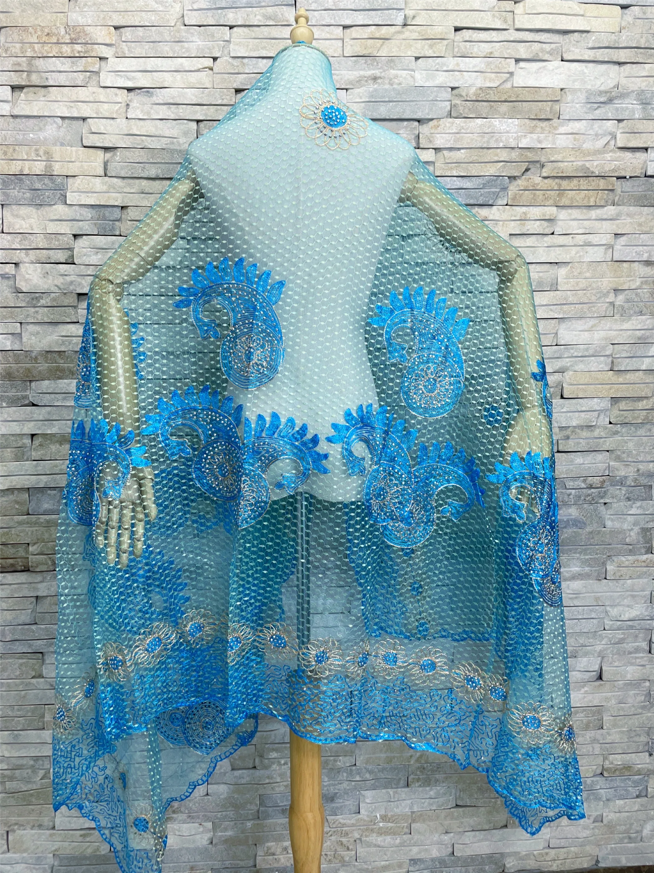 2023Muslim Fashion Women Headscarf Turkish Dubai Arabic Indian African  Scarf Embroidery Islamic Hijab Big Net Scarves For Shawl
